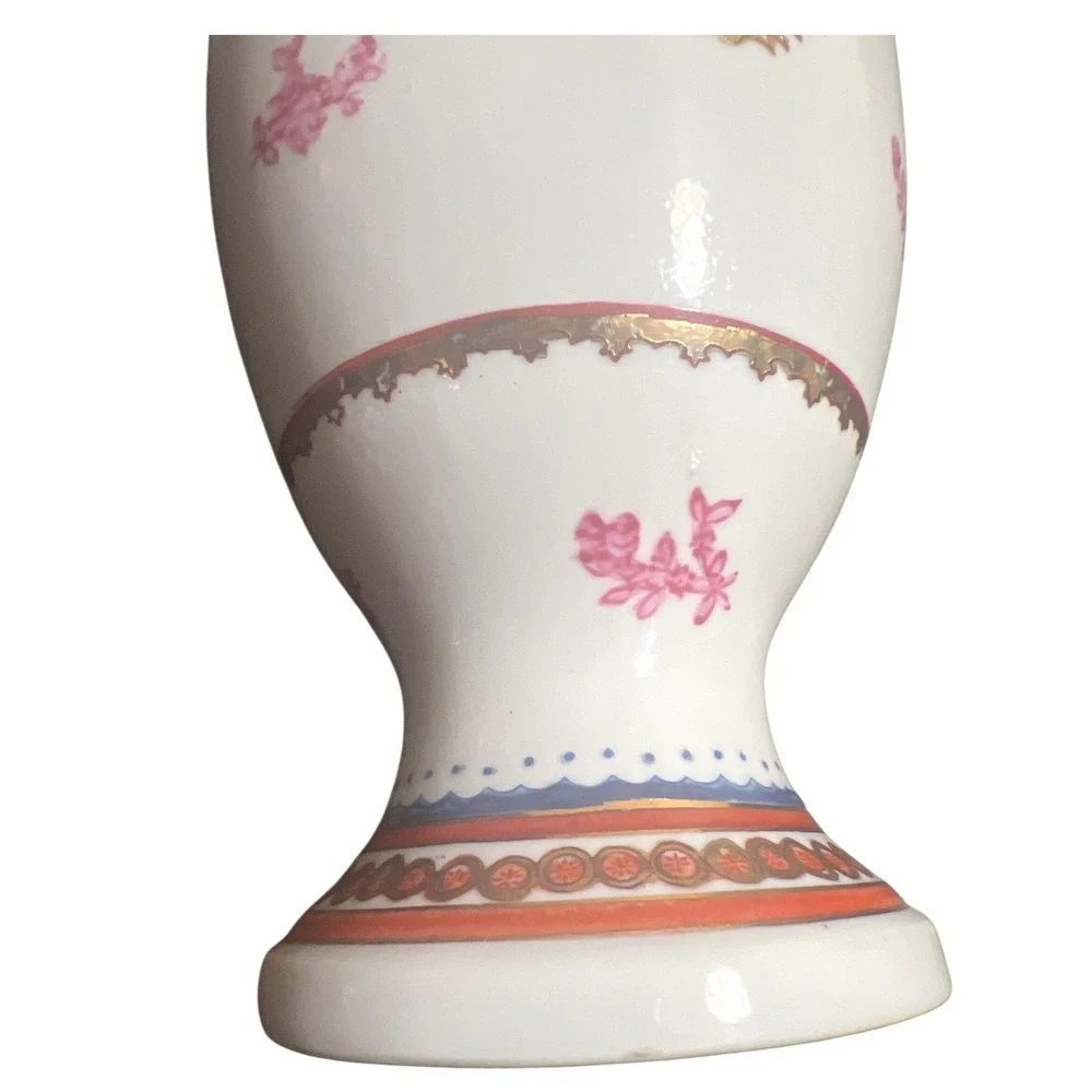 Vintage Heraldic Crest Porcelain Lidded Trophy Urn Vase Pink Gold Gilt 11.5